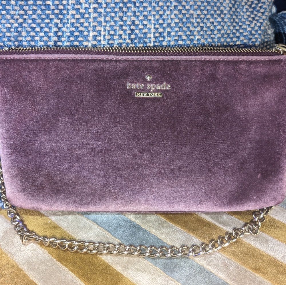 Kate Spade purple velvet clutch